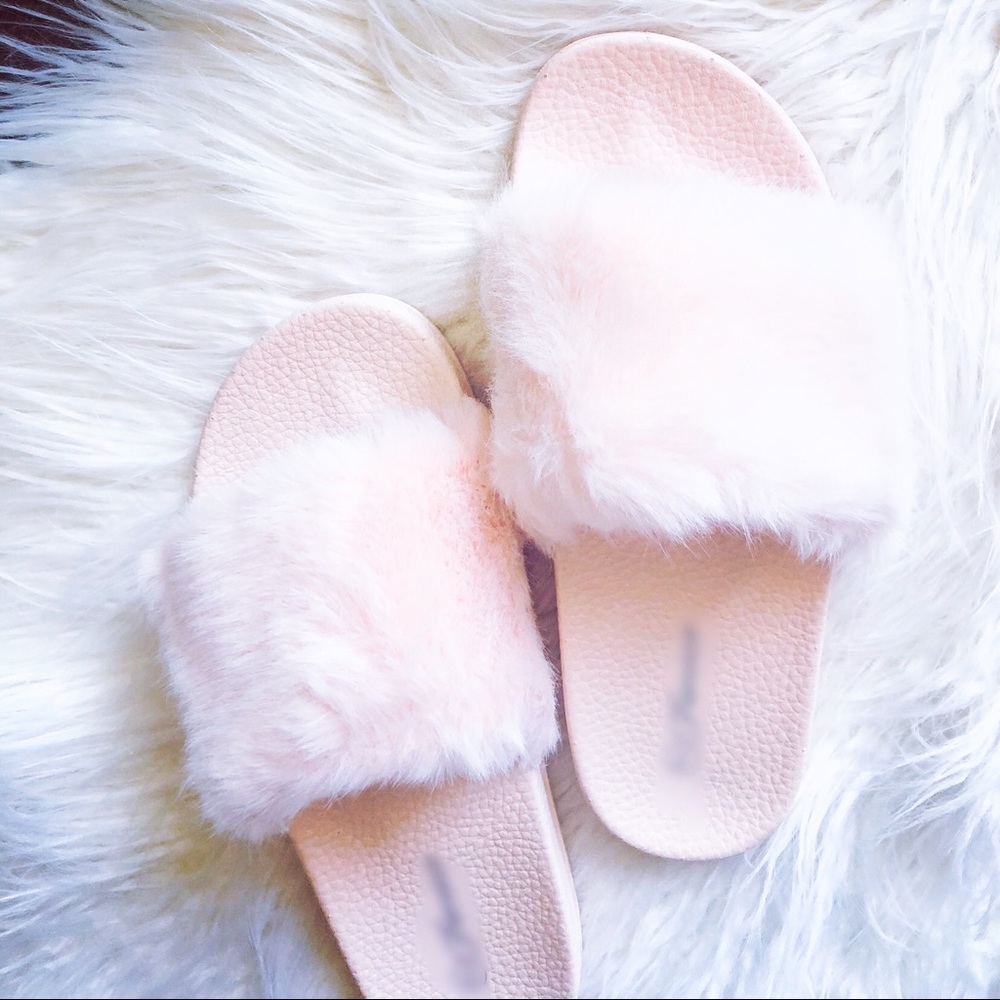 Pink Fuzzy Sandals